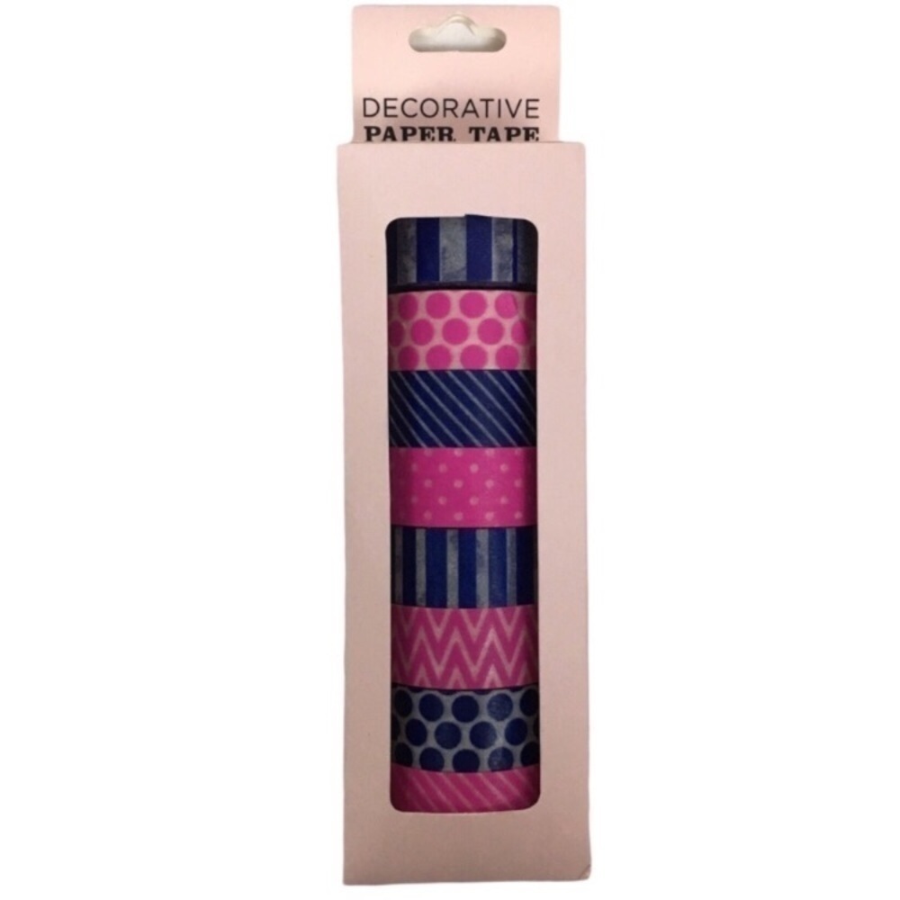 ELUM DESIGNS Washi Paper Tape Navy Pink 8 Rolls Gift Wrap Scrapbooking Planner